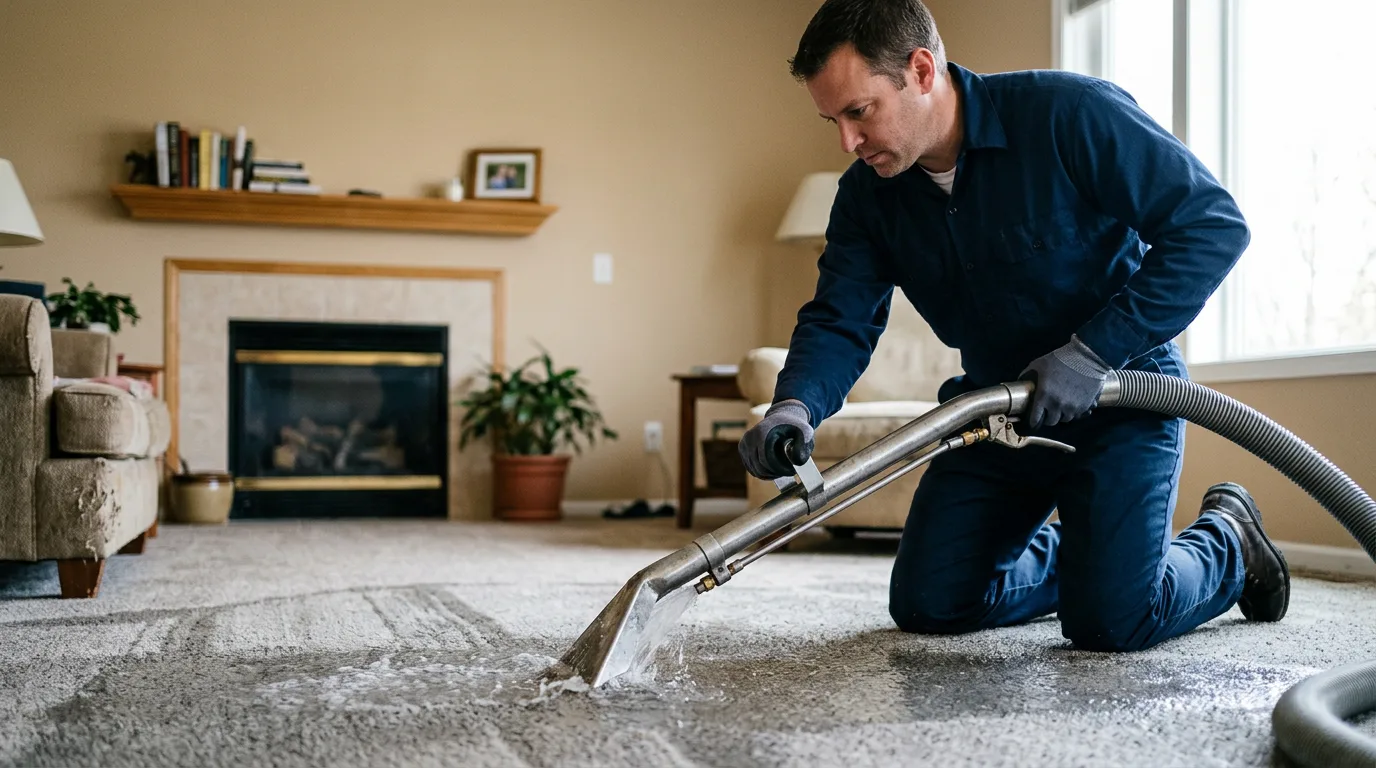 Water damage restoration technician working near Saint Ansgar, IA